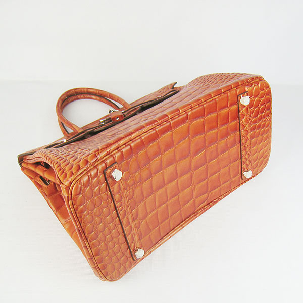 High Quality Fake Hermes Birkin 35CM Max Crocodile Veins Leather Bag Orange 6089